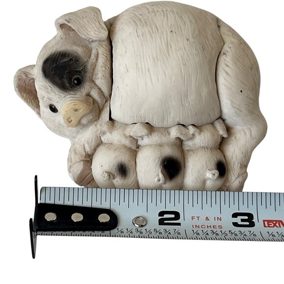 Stone Critters Critter Keeper Trinket Box Mother Pig and Piglets Resin Figurine - Picture 9 of 12